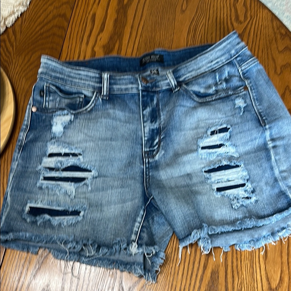 Women's Distressed Denim Shorts - Blue